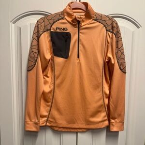 PING Sweatshirt Womens Medium Orange Pullover Golf Golfing Active Quarter Zip
